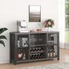 imageVEVOR Corner Industrial Bar Cabinet Wine Table for Liquor ampamp Glasses Sideboard Buffet Cabinet with Glass Holder Freestanding Farmhouse Wood Coffee Bar Cabinet for Living Room Home Bar Black Walnut55D x 138W x 323H