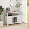 imageVEVOR Corner Industrial Bar Cabinet Wine Table for Liquor ampamp Glasses Sideboard Buffet Cabinet with Glass Holder Freestanding Farmhouse Wood Coffee Bar Cabinet for Living Room Home Bar Black Walnut47D x 157W x 315H