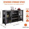 imageVEVOR Corner Industrial Bar Cabinet Wine Table for Liquor ampamp Glasses Sideboard Buffet Cabinet with Glass Holder Freestanding Farmhouse Wood Coffee Bar Cabinet for Living Room Home Bar Black Walnut55D x 138W x 323H