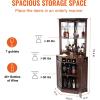 imageVEVOR Corner Industrial Bar Cabinet Wine Table for Liquor ampamp Glasses Sideboard Buffet Cabinet with Glass Holder Freestanding Farmhouse Wood Coffee Bar Cabinet for Living Room Home Bar Black Walnut148D x 13W x 724H