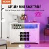 imageVEVOR Corner Industrial Bar Cabinet Wine Table for Liquor ampamp Glasses Sideboard Buffet Cabinet with Glass Holder Freestanding Farmhouse Wood Coffee Bar Cabinet for Living Room Home Bar Black Walnut47D x 157W x 315H