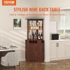 imageVEVOR Corner Industrial Bar Cabinet Wine Table for Liquor ampamp Glasses Sideboard Buffet Cabinet with Glass Holder Freestanding Farmhouse Wood Coffee Bar Cabinet for Living Room Home Bar Black Walnut148D x 13W x 724H
