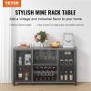 imageVEVOR Corner Industrial Bar Cabinet Wine Table for Liquor ampamp Glasses Sideboard Buffet Cabinet with Glass Holder Freestanding Farmhouse Wood Coffee Bar Cabinet for Living Room Home Bar Black Walnut55D x 138W x 323H