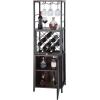 imageVEVOR Corner Industrial Bar Cabinet Wine Table for Liquor ampamp Glasses Sideboard Buffet Cabinet with Glass Holder Freestanding Farmhouse Wood Coffee Bar Cabinet for Living Room Home Bar Black Walnut12D x 18W x 61H