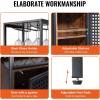 imageVEVOR Corner Industrial Bar Cabinet Wine Table for Liquor ampamp Glasses Sideboard Buffet Cabinet with Glass Holder Freestanding Farmhouse Wood Coffee Bar Cabinet for Living Room Home Bar Black Walnut12D x 18W x 61H