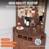 imageVEVOR Corner Industrial Bar Cabinet Wine Table for Liquor ampamp Glasses Sideboard Buffet Cabinet with Glass Holder Freestanding Farmhouse Wood Coffee Bar Cabinet for Living Room Home Bar Black Walnut148D x 13W x 724H