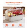 imageVEVOR Countertop Food Serving Display Container 5 Pan Stainless Steel Food Serving Tray Buffet Condiment Dispenser Display Rack with Clear Lid ampamp 3 Freezer Boxes for Restaurant Hotel Kitchen Party4 Pan