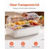 imageVEVOR Countertop Food Serving Display Container 5 Pan Stainless Steel Food Serving Tray Buffet Condiment Dispenser Display Rack with Clear Lid ampamp 3 Freezer Boxes for Restaurant Hotel Kitchen Party16 L x 6