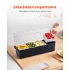 imageVEVOR Countertop Food Serving Display Container 5 Pan Stainless Steel Food Serving Tray Buffet Condiment Dispenser Display Rack with Clear Lid ampamp 3 Freezer Boxes for Restaurant Hotel Kitchen Party4 Compartment