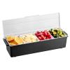 imageVEVOR Countertop Food Serving Display Container 5 Pan Stainless Steel Food Serving Tray Buffet Condiment Dispenser Display Rack with Clear Lid ampamp 3 Freezer Boxes for Restaurant Hotel Kitchen Party4 Compartment