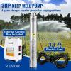 imageVEVOR Deep Well Submersible Pump 2HP 230V60Hz 37GPM 427 ft Head with 33 ft Cord ampamp External Control Box 4 inch Stainless Steel Water Pumps for Industrial Irrigation and Home Use IP68 Waterproof3HP230V External Controller