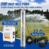 imageVEVOR Deep Well Submersible Pump 2HP 230V60Hz 37GPM 427 ft Head with 33 ft Cord ampamp External Control Box 4 inch Stainless Steel Water Pumps for Industrial Irrigation and Home Use IP68 Waterproof2HP230V External Controller