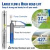 imageVEVOR Deep Well Submersible Pump 2HP 230V60Hz 37GPM 427 ft Head with 33 ft Cord ampamp External Control Box 4 inch Stainless Steel Water Pumps for Industrial Irrigation and Home Use IP68 Waterproof2HP230V External Controller