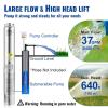 imageVEVOR Deep Well Submersible Pump 2HP 230V60Hz 37GPM 427 ft Head with 33 ft Cord ampamp External Control Box 4 inch Stainless Steel Water Pumps for Industrial Irrigation and Home Use IP68 Waterproof3HP230V External Controller