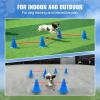imageVEVOR Dog Agility Training Equipment Dog Agility Course Backyard Set with Adjustable High Hurdles6 Weave PolesTunnelJump RingPause BoxWhistleFoldable BowlStorage Bag Puppy Obstacle Course Kit6 Pcs Cones Kit