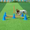imageVEVOR Dog Agility Training Equipment Dog Agility Course Backyard Set with Adjustable High Hurdles6 Weave PolesTunnelJump RingPause BoxWhistleFoldable BowlStorage Bag Puppy Obstacle Course Kit6 Pcs Cones Kit