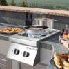 imageVEVOR Double Grilling Side Burners 2 x 17000BTU Liquid Propane Side Burner for Outdoor Kitchen Convertible to Natural Gas 304 Stainless Steel Builtin Double Burners with LED for BBQ Grill Island15 000BTU