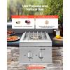 imageVEVOR Double Grilling Side Burners 2 x 17000BTU Liquid Propane Side Burner for Outdoor Kitchen Convertible to Natural Gas 304 Stainless Steel Builtin Double Burners with LED for BBQ Grill Island15 000BTU