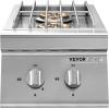 imageVEVOR Double Grilling Side Burners 2 x 17000BTU Liquid Propane Side Burner for Outdoor Kitchen Convertible to Natural Gas 304 Stainless Steel Builtin Double Burners with LED for BBQ Grill Island15 000BTU