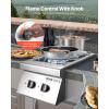 imageVEVOR Double Grilling Side Burners 2 x 17000BTU Liquid Propane Side Burner for Outdoor Kitchen Convertible to Natural Gas 304 Stainless Steel Builtin Double Burners with LED for BBQ Grill Island15 000BTU