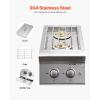 imageVEVOR Double Grilling Side Burners 2 x 17000BTU Liquid Propane Side Burner for Outdoor Kitchen Convertible to Natural Gas 304 Stainless Steel Builtin Double Burners with LED for BBQ Grill Island17 000BTU