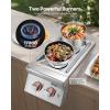 imageVEVOR Double Grilling Side Burners 2 x 17000BTU Liquid Propane Side Burner for Outdoor Kitchen Convertible to Natural Gas 304 Stainless Steel Builtin Double Burners with LED for BBQ Grill Island17 000BTU
