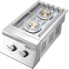 imageVEVOR Double Grilling Side Burners 2 x 17000BTU Liquid Propane Side Burner for Outdoor Kitchen Convertible to Natural Gas 304 Stainless Steel Builtin Double Burners with LED for BBQ Grill Island15 000BTU