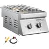 imageVEVOR Double Grilling Side Burners 2 x 17000BTU Liquid Propane Side Burner for Outdoor Kitchen Convertible to Natural Gas 304 Stainless Steel Builtin Double Burners with LED for BBQ Grill Island15 000BTU