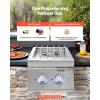 imageVEVOR Double Grilling Side Burners 2 x 17000BTU Liquid Propane Side Burner for Outdoor Kitchen Convertible to Natural Gas 304 Stainless Steel Builtin Double Burners with LED for BBQ Grill Island17 000BTU