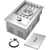 imageVEVOR Double Grilling Side Burners 2 x 17000BTU Liquid Propane Side Burner for Outdoor Kitchen Convertible to Natural Gas 304 Stainless Steel Builtin Double Burners with LED for BBQ Grill Island15 000BTU