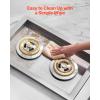 imageVEVOR Double Grilling Side Burners 2 x 17000BTU Liquid Propane Side Burner for Outdoor Kitchen Convertible to Natural Gas 304 Stainless Steel Builtin Double Burners with LED for BBQ Grill Island17 000BTU