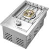imageVEVOR Double Grilling Side Burners 2 x 17000BTU Liquid Propane Side Burner for Outdoor Kitchen Convertible to Natural Gas 304 Stainless Steel Builtin Double Burners with LED for BBQ Grill Island15 000BTU