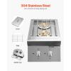 imageVEVOR Double Grilling Side Burners 2 x 17000BTU Liquid Propane Side Burner for Outdoor Kitchen Convertible to Natural Gas 304 Stainless Steel Builtin Double Burners with LED for BBQ Grill Island15 000BTU