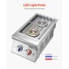 imageVEVOR Double Grilling Side Burners 2 x 17000BTU Liquid Propane Side Burner for Outdoor Kitchen Convertible to Natural Gas 304 Stainless Steel Builtin Double Burners with LED for BBQ Grill Island17 000BTU