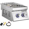 imageVEVOR Double Grilling Side Burners 2 x 17000BTU Liquid Propane Side Burner for Outdoor Kitchen Convertible to Natural Gas 304 Stainless Steel Builtin Double Burners with LED for BBQ Grill Island17 000BTU