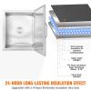imageVEVOR Drop in Ice Chest 20quot L x 16quot W x 13quot H Stainless Steel Ice Cooler Commercial Ice Bin with Hinged Cover 40 qt Outdoor Kitchen Ice Bar DrainPipe and Drain Plug Included for Cold Wine Beer28L x 14W x 17H Inch