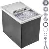 imageVEVOR Drop in Ice Chest 24quotL x 18quotW x 13quotH Stainless Steel Ice Cooler Commercial Ice Bin with Sliding Cover 409 qt Outdoor Kitchen Ice Bar Drainpipe and Drain Plug Included for Cold Wine BeerSilver