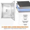 imageVEVOR Drop in Ice Chest 24quotL x 18quotW x 13quotH Stainless Steel Ice Cooler Commercial Ice Bin with Sliding Cover 409 qt Outdoor Kitchen Ice Bar Drainpipe and Drain Plug Included for Cold Wine BeerSilver