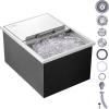 imageVEVOR Drop in Ice Chest 24quotL x 18quotW x 13quotH Stainless Steel Ice Cooler Commercial Ice Bin with Sliding Cover 409 qt Outdoor Kitchen Ice Bar Drainpipe and Drain Plug Included for Cold Wine BeerSilver