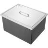 imageVEVOR Drop in Ice Chest 24quotL x 18quotW x 13quotH Stainless Steel Ice Cooler Commercial Ice Bin with Sliding Cover 409 qt Outdoor Kitchen Ice Bar Drainpipe and Drain Plug Included for Cold Wine BeerSilver