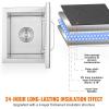 imageVEVOR Drop in Ice Chest 24quotL x 18quotW x 13quotH Stainless Steel Ice Cooler Commercial Ice Bin with Sliding Cover 409 qt Outdoor Kitchen Ice Bar Drainpipe and Drain Plug Included for Cold Wine BeerSilver