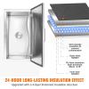 imageVEVOR Drop in Ice Chest 24quotL x 18quotW x 13quotH Stainless Steel Ice Cooler Commercial Ice Bin with Sliding Cover 409 qt Outdoor Kitchen Ice Bar Drainpipe and Drain Plug Included for Cold Wine BeerSilver