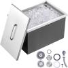 imageVEVOR Drop in Ice Chest 24quotL x 18quotW x 13quotH Stainless Steel Ice Cooler Commercial Ice Bin with Sliding Cover 409 qt Outdoor Kitchen Ice Bar Drainpipe and Drain Plug Included for Cold Wine BeerSilver