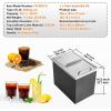 imageVEVOR Drop in Ice Chest 24quotL x 18quotW x 13quotH Stainless Steel Ice Cooler Commercial Ice Bin with Sliding Cover 409 qt Outdoor Kitchen Ice Bar Drainpipe and Drain Plug Included for Cold Wine BeerSilver