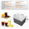 imageVEVOR Drop in Ice Chest 24quotL x 18quotW x 13quotH Stainless Steel Ice Cooler Commercial Ice Bin with Sliding Cover 409 qt Outdoor Kitchen Ice Bar Drainpipe and Drain Plug Included for Cold Wine BeerSilverblack