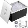imageVEVOR Drop in Ice Chest 24quotL x 18quotW x 13quotH Stainless Steel Ice Cooler Commercial Ice Bin with Sliding Cover 409 qt Outdoor Kitchen Ice Bar Drainpipe and Drain Plug Included for Cold Wine BeerSilver