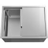 imageVEVOR Drop in Ice Chest Stainless Steel Drop in Cooler Commercial Ice Bin with Lid for Outdoor Kitchen Patio Bar DrainPipe Set Included Cooling Bins with Cover for Cold Wine BeerSliding Lid
