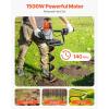imageVEVOR Electric Post Hole Digger 571 in Auger Bit with 1500W Powerful Motor 140 RPM Alloy Steel Earth Auger Drill Bit with 1024 in Extension Rod for Post Hole Digging Drilling ampamp Tree Planting