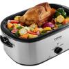 imageVEVOR Electric Roaster Oven 22 QT Turkey Roaster with SelfBasting Lid 1450W Roaster with Defrost ampamp Warm Function Adjustable Temp Removable Pan ampamp Rack Fits Turkeys Up to 26LBS WhiteSilver