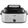 imageVEVOR Electric Roaster Oven 22 QT Turkey Roaster with SelfBasting Lid 1450W Roaster with Defrost ampamp Warm Function Adjustable Temp Removable Pan ampamp Rack Fits Turkeys Up to 26LBS WhiteSilver